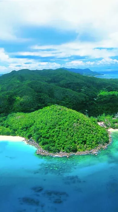 aerial view of praslin island, seychelles, africa safaris