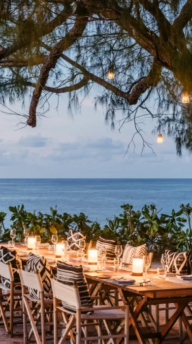 candel lit dinner, four seasons desroches island, seychelles
