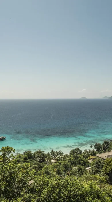 aerial view, four seasons desroches island, seychelles