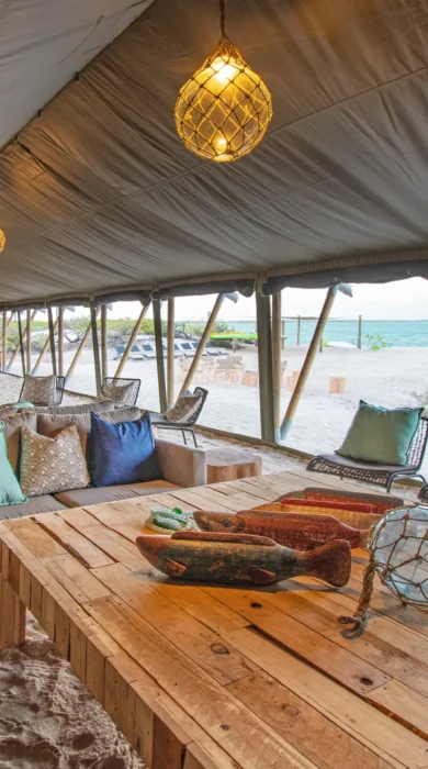 BlueSafari cosmo eco camp living room seychelles