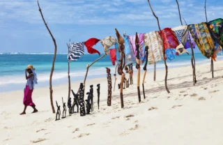 laundry line on diani beach, kenya safaris