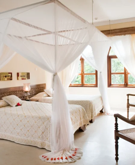 Almanara villas twin bedroom kenya yellow zebra safaris