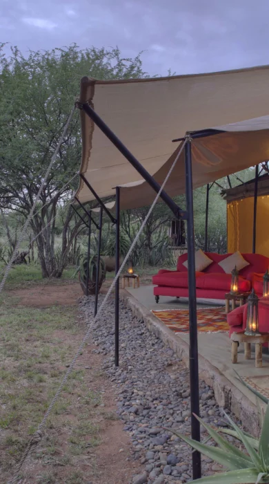 karisia tumaren camp outside decking yellow zebra safaris