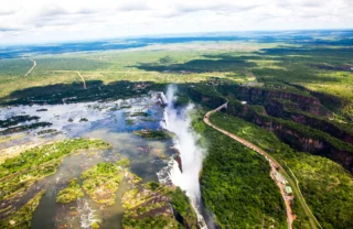 aerial view of victoria falls, zimbabwe safaris