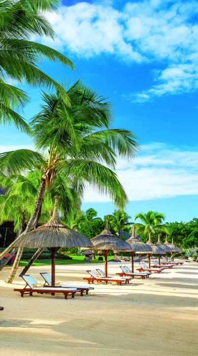 sun loungers, oberio beach, north coast mauritius safaris