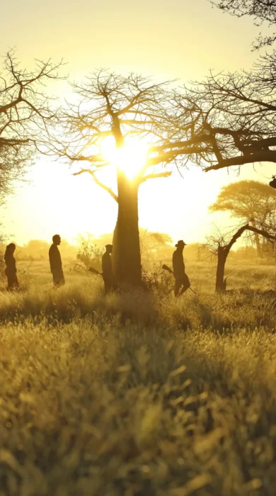 The low sun flits through Acacia tree branches, Ruaha National Park, Tanzania - Yellow Zebra Safari