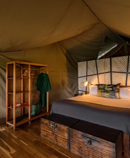 dunia camp main bedroom tanzania yellow zebra safaris