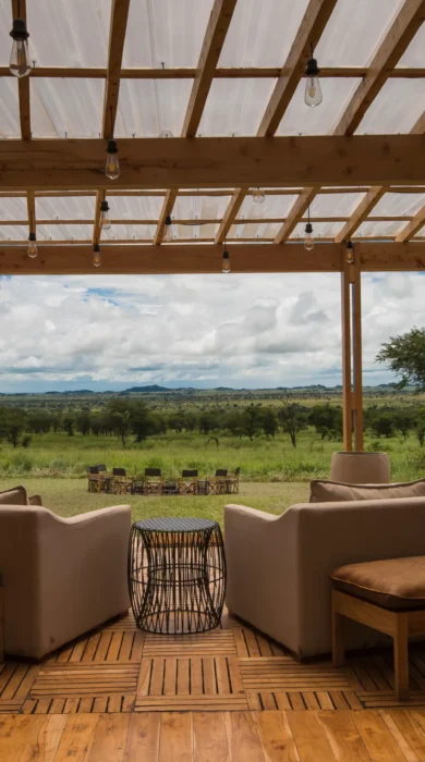 dunia camp lounge view tanzania yellow zebra safaris