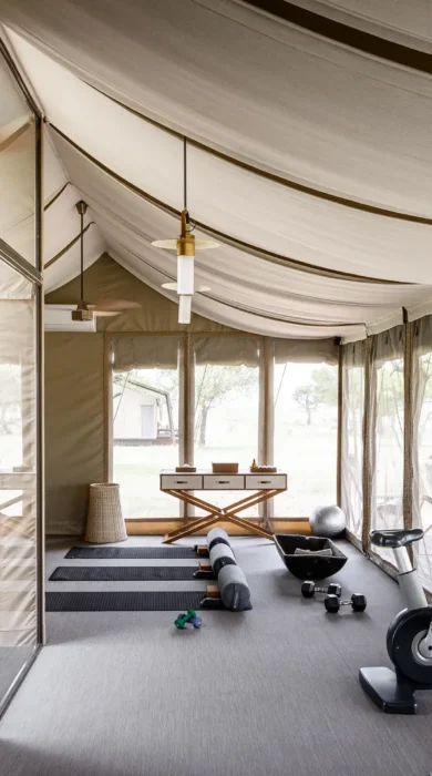 gym, singita sabora tented camp, tanzania