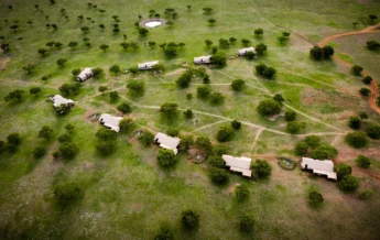 aerial view, singita sabora tented camp, tanzania