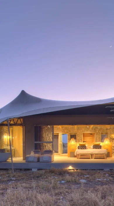tent exterior dawn namiri plains tanzania yellow zebra safaris
