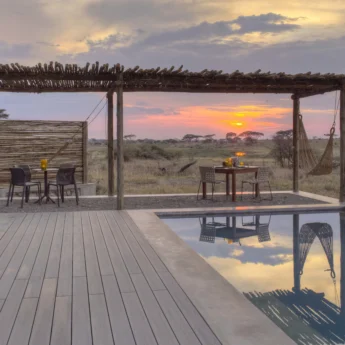 pool private dining area namiri plains tanzania yellow zebra safaris