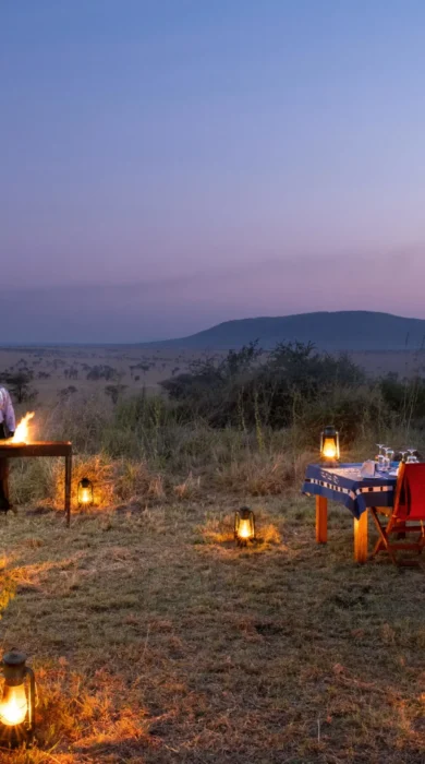 evening dining, nyikani camp central serengeti, tanzania