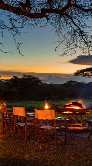 sundowners camp fire, lemala ngorongoro tented camp, tanzania