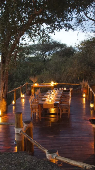 Olivers Camp Dining Terrace under baobab