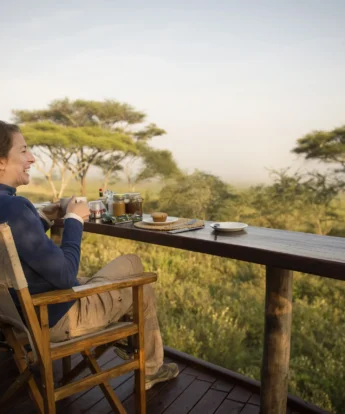 Oliver’s Camp couples breakfast deck Tanzania