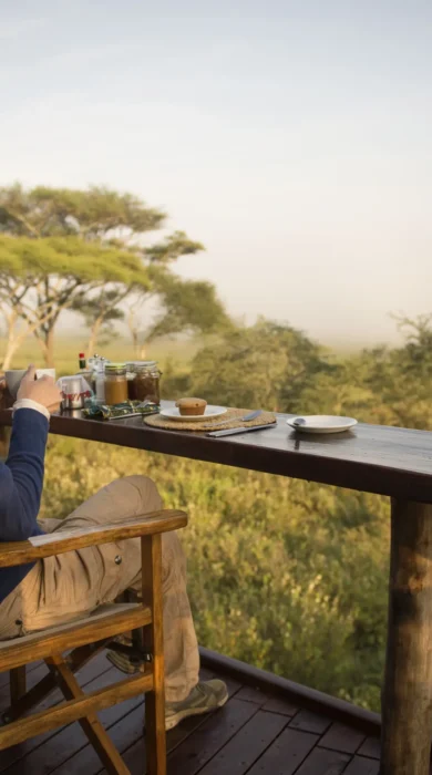 Oliver’s Camp couples breakfast deck Tanzania