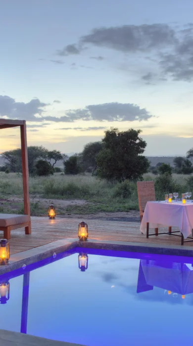 nasikia ndovu tented camp pool dining tanzania yellow zebra safaris