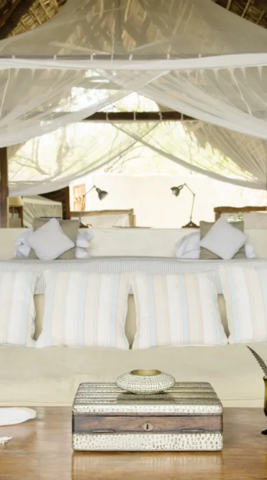 Sand Rivers Camp Selous double bed yellow zebra safaris