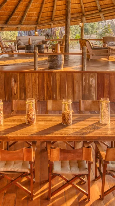 mbali mbali katavi indoor dining tanzania yellow zebra safaris