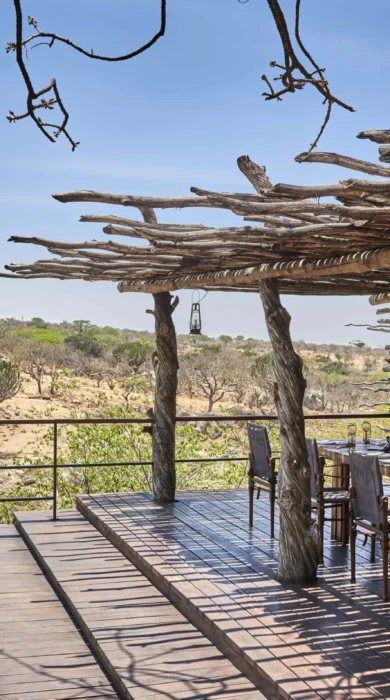 dining poolside mwiba lodge tanzania yellow zebra safaris