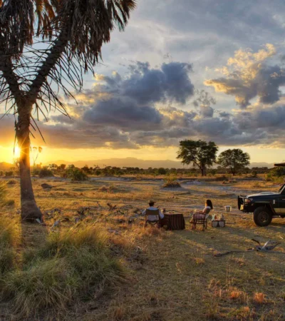 Sundowners in the bush, Meru national park, Kenya