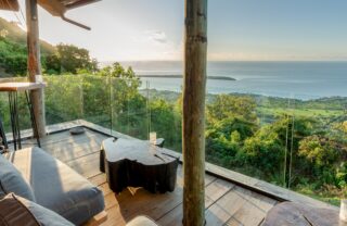 A view of the wooden decking overlooking the south coast's shoreline, Mauritius - Yellow Zebra Safaris