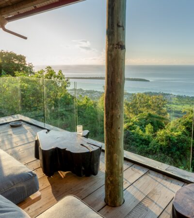 A view of the wooden decking overlooking the south coast's shoreline, Mauritius - Yellow Zebra Safaris