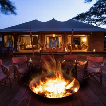 mara nyika kenya camp fire yellow zebra safaris