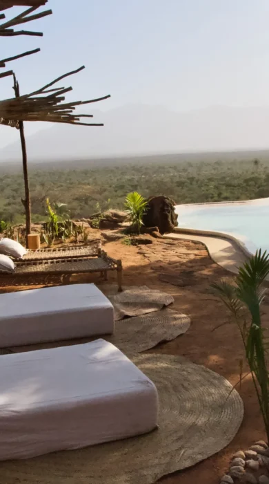 star beds by the pool, aerial view, reteti house, mathews range, kenya