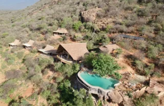 aerial view, reteti house, mathews range, kenya