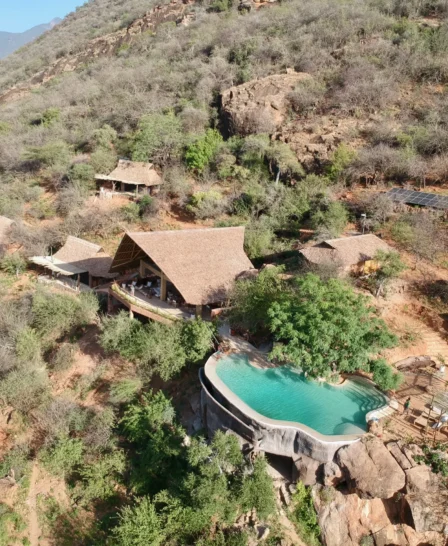 aerial view, reteti house, mathews range, kenya