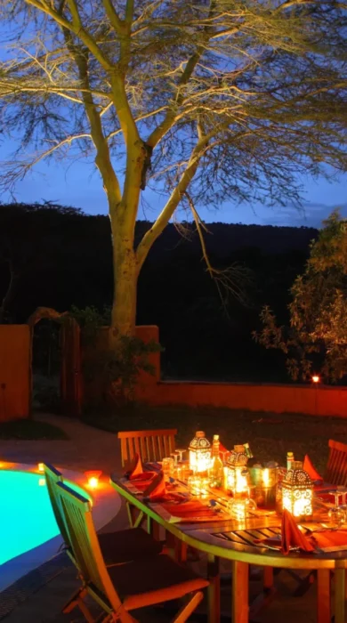 night pool, mara bush houses, maasai mara, kenya