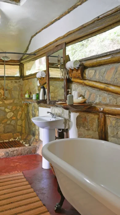 Guest bathroom, Buhoma Lodge, Bwindi, Uganda