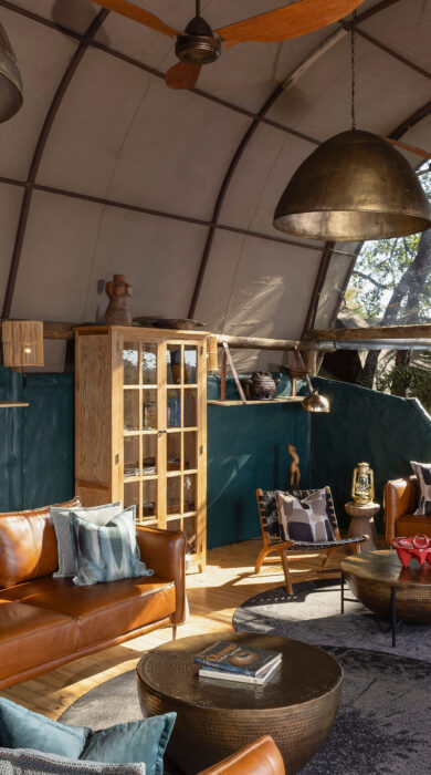 lounge at okuti camp, moremi, botswana - yellow zebra safaris