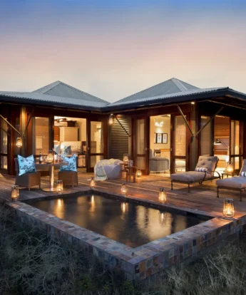 Kwandwe Ecca Lodge suite exterior eve