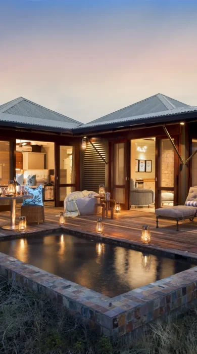 Kwandwe Ecca Lodge suite exterior eve