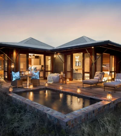 Kwandwe Ecca Lodge suite exterior eve