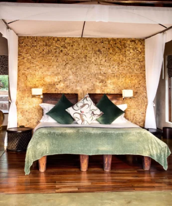 Madikwe hills private game lodge bedroom yellow zebra safaris