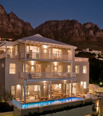 sea five boutique villa night birdseye view