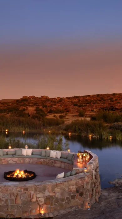 camp fire riverside bushmans kloof south africa