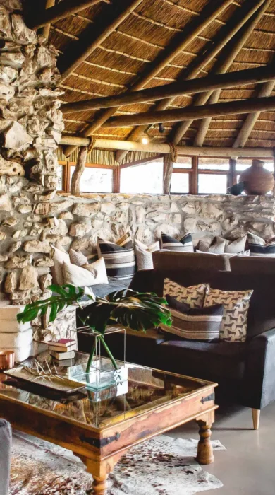 Mosaic Private Sanctuary Lagoon Lodge lounge fireplac