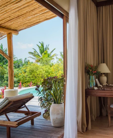 white sand villas bedroom balcony zanzibar tanzania yellow zebra safaris
