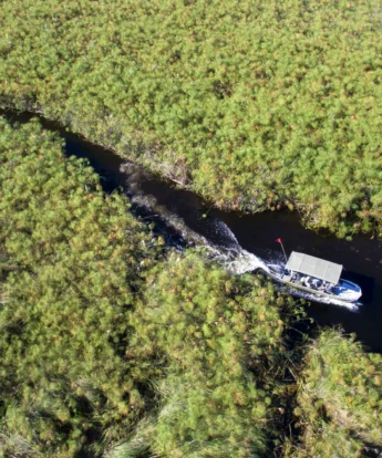 andBeyond Nxabega Okavango Tented Camp Boating Aerial