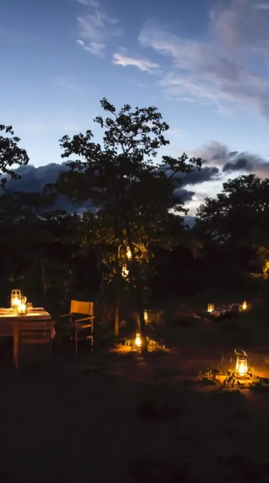 night dining, simbavati trails camp, timbavati, south africa