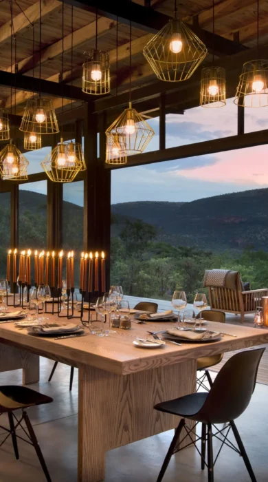 dining area, marataba mountain lodge, marakele national park, south africa