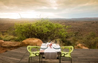 dining deck with view, kwazulu natal park, south africa safaris